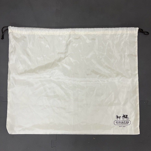 COACH Protective Dust Bag Dustbag Cover Ivory Sateen Brown Drawstring 23 x 19 FS - Picture 1 of 6